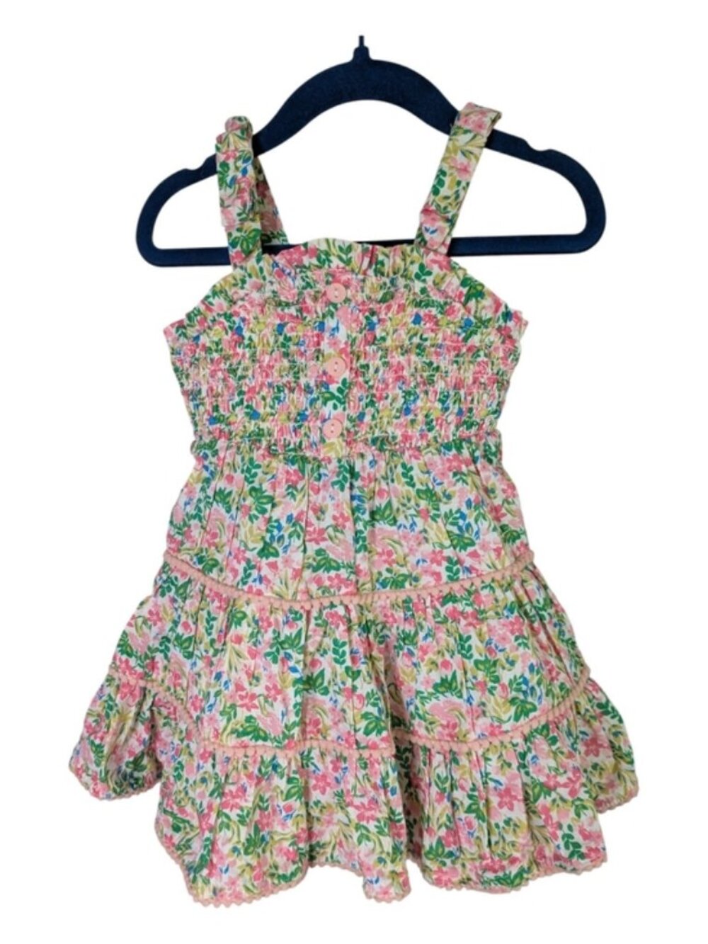 NWT Joie Pink/Green Tiered Smocked Sundress Size 12 Months
